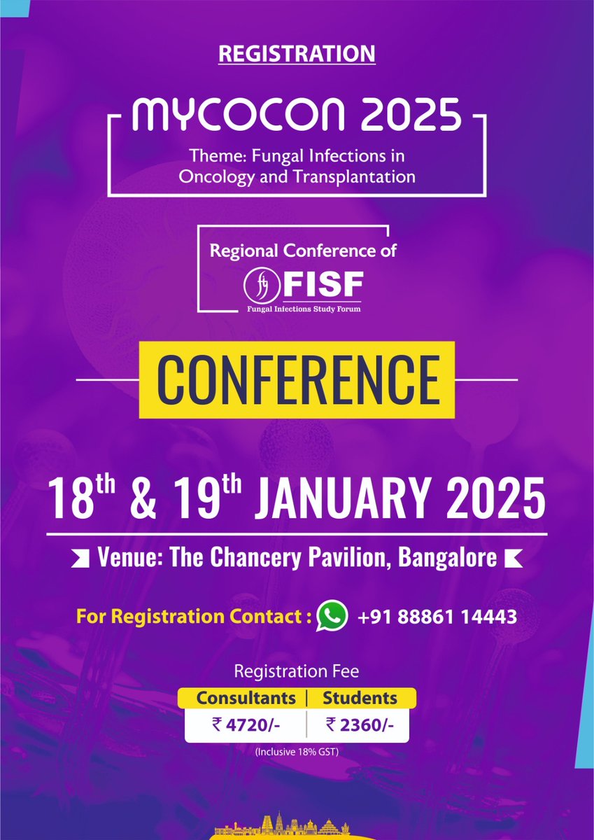 FisfTrust's tweet image. Mycocon 2025 Bangalore.
Registration Form Link: forms.gle/LtBcr8R3gpiW1N…