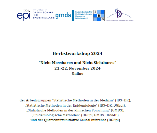 Herbstworkshops's tweet photo. #HWS2024 Thu &amp; Fri Nov 21-22, 9.30-12.30 CET, #Stats/#Methods #AutumnWorkshop starting tomorrow!

program: https://t.co/KhauUVE7bu

find abstracts &amp; more information here:
https://t.co/L8AWXwJ69H

organized by 5 working groups of #IBS_DR @gmdsEV @DGEpi_eV @DGSMP_e_V @statstwitbot https://t.co/2WuzjeBgVu