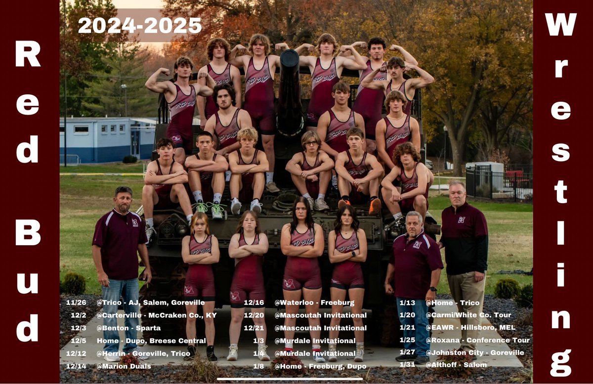 Bringin’ the big guns to the mat this season!  <a href="/TheBUDAthletics/">Red Bud Athletics</a> #redbud132