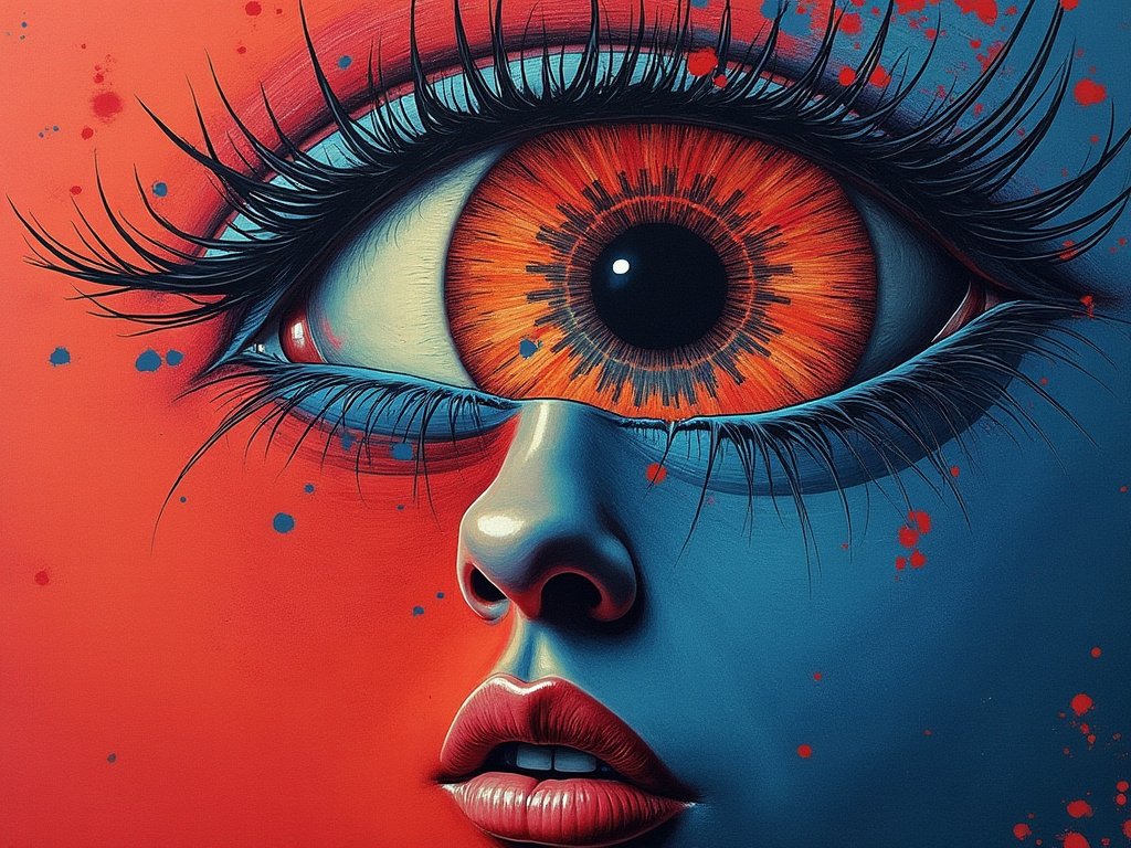 MikeRandomArt's tweet photo. ▫️⚫🔴🔵▫️

🔹frightened🔹

#AIart #blueredblack #blueredblackAIart #anothereye https://t.co/r8iYDWpXJc