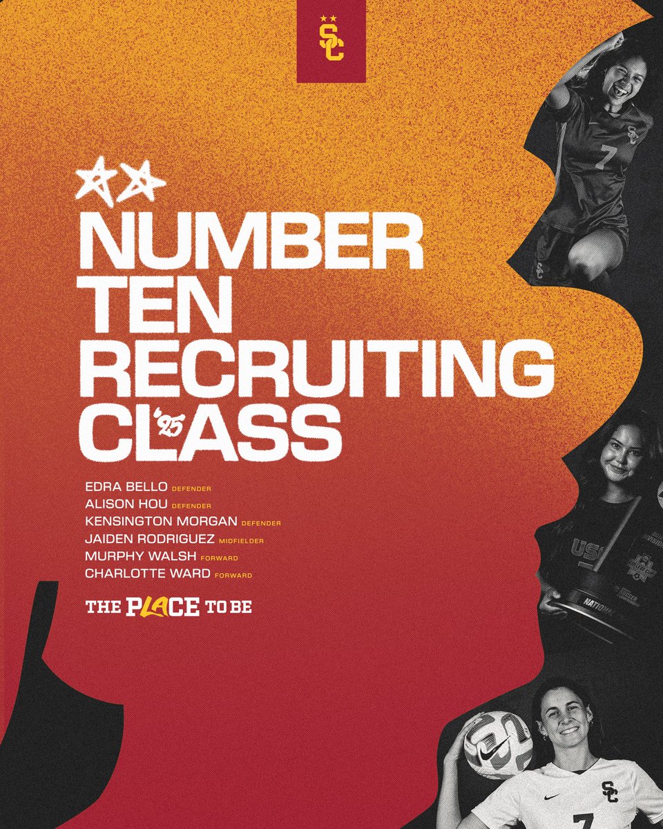 The nation’s best know where 𝗧𝗛𝗘 𝗣𝙇𝘼𝗖𝗘 𝗧𝗢 𝗕𝗘 is ✌️

ICYMI last week, the Trojans welcomed the No. 10 recruiting class in the country. Check out a full release here: usctrojans.com/news/2024/11/1…

#FightOn x #WeAreSC