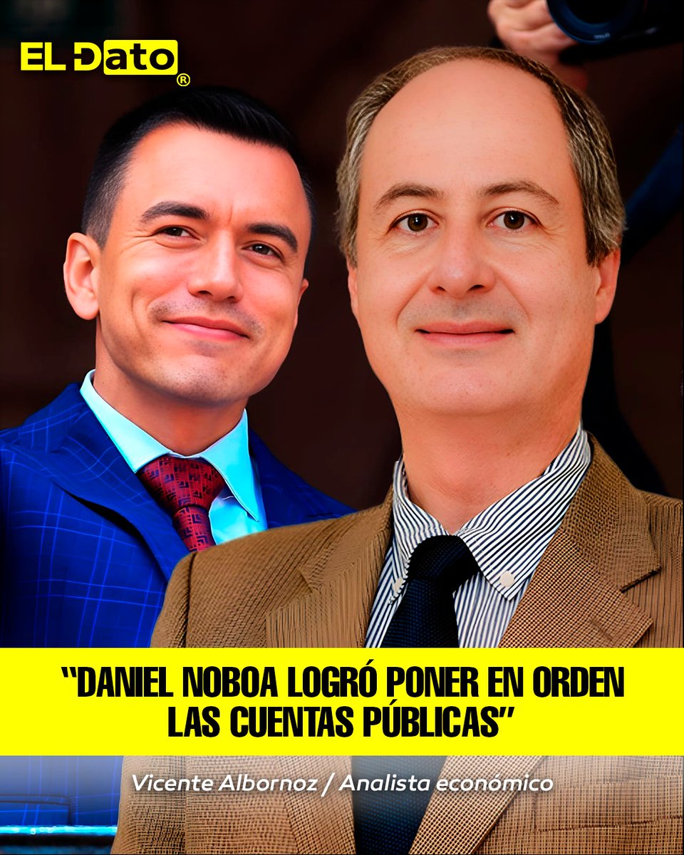 ElDatoEcua's tweet photo. #Urgente “DANIEL NOBOA LOGRÓ PONER EN ORDEN LAS CUENTAS PÚBLICAS”

“(Daniel Noboa) logró recuperar las cuentas fiscales y hasta agosto el sector público tiene un superávit”, afirma Vicente Albornoz, analista económico.

“Noboa heredó un país lleno de atrasos y se ha ido igualando poco a poco gracias a que ajustó otros gastos y no hizo obra pública”, señaló el analista.

@ElDatoEcua👈

#ElDato #Ecuador #DanielNoboa #Deudas #economía #publico