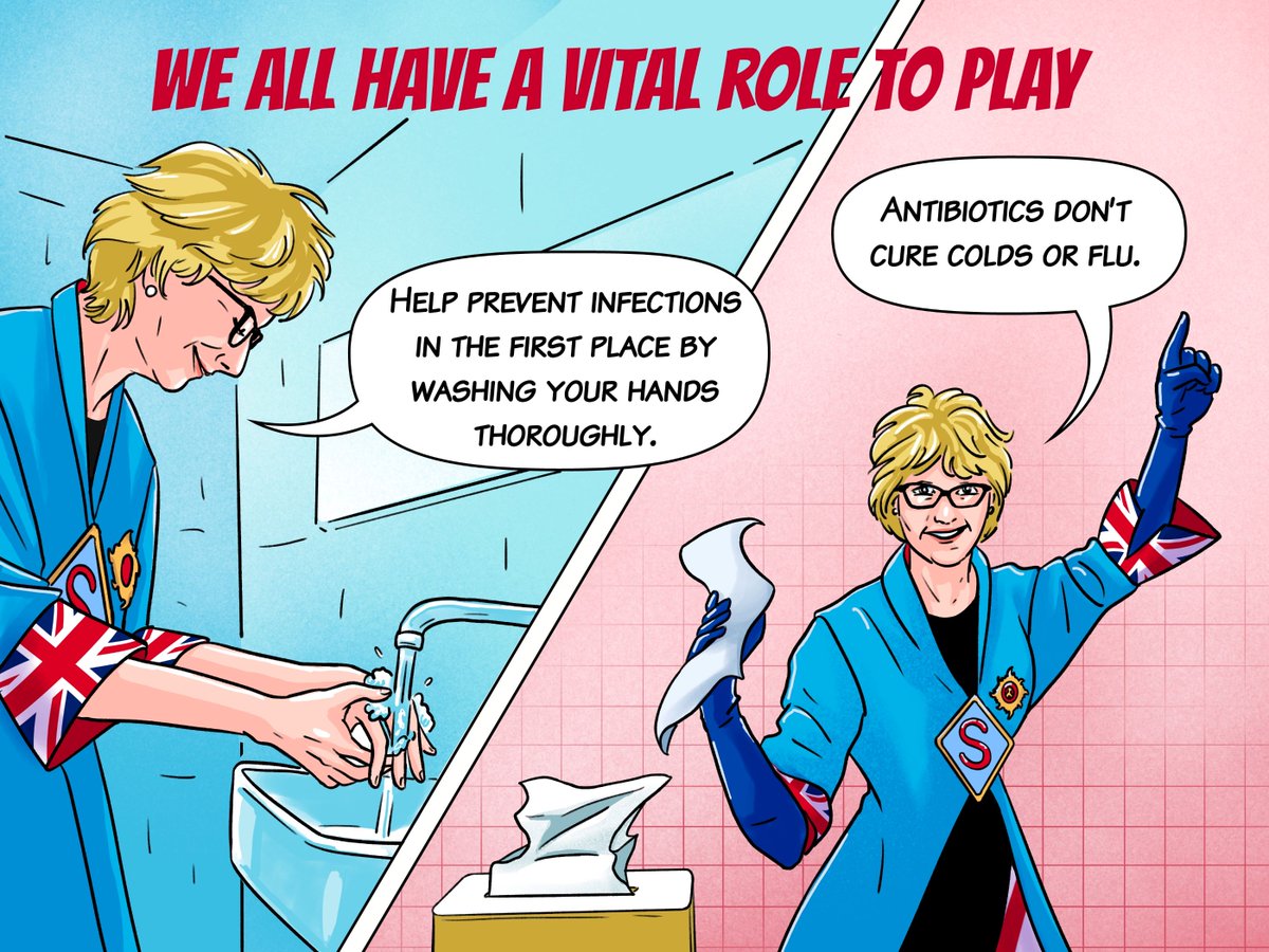 It’s World #AMR Awareness Week and 'Super Sally, AMR fighter' – Dame Sally Davies Master of Trinity &amp; <a href="/UKAMREnvoy/">Prof. Dame Sally Davies</a> - advocates two simple actions we can all take to prevent superbugs 👇
#WAAW2024 #EducateAdvocateAct <a href="/FlemingFund/">The Fleming Fund</a>
See our graphic short story ow.ly/4M1m50Ub5xw