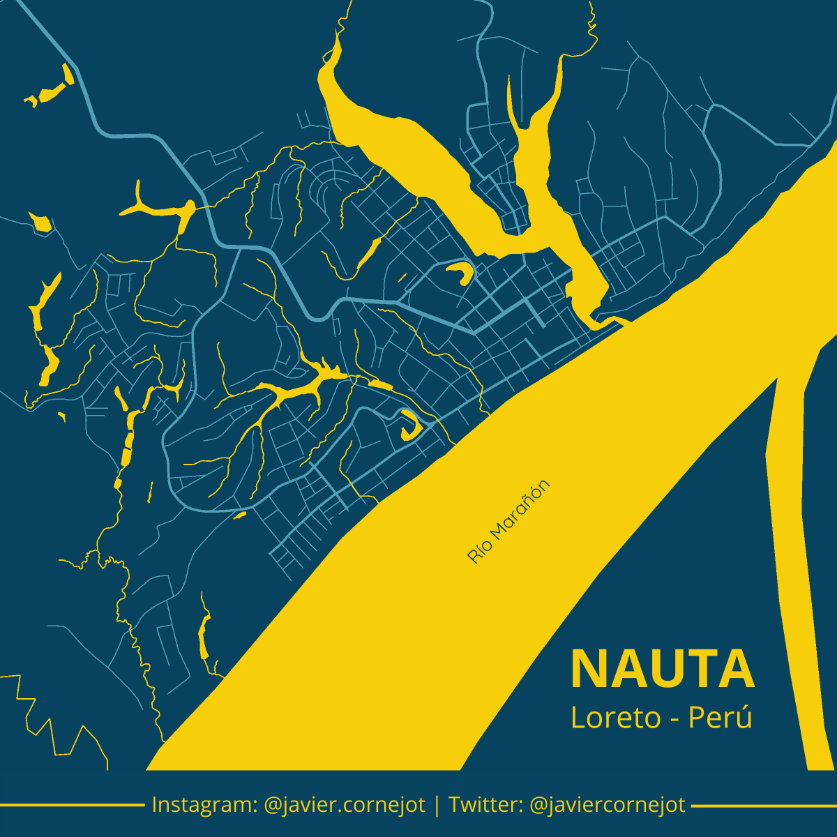 #30DayMapChallenge | Día 20 | Data: OpenStreetMap.
Mapa de la ciudad de Nauta.