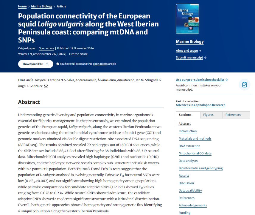 Marine Research Lab (@marineresearchl) on Twitter photo Catarina Silva, researcher from the <a href="/marineresearchL/">Marine Research Lab</a>, took part in the most recently published study: “Population connectivity of the European squid Loligo vulgaris along the West Iberian Peninsula coast: comparing mtDNA and SNPs”.
Read more at:
link.springer.com/article/10.100… Catarina Silva, researcher from the <a href="/marineresearchL/">Marine Research Lab</a>, took part in the most recently published study: “Population connectivity of the European squid Loligo vulgaris along the West Iberian Peninsula coast: comparing mtDNA and SNPs”.
Read more at:
link.springer.com/article/10.100…
