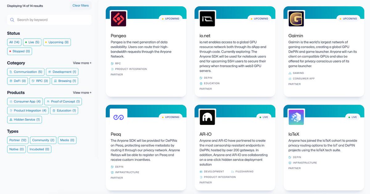 Presenting the Anyone Ecosystem page!

The all-in-one space to see the products and integrations on the Anyone Network! 

🔹 ecosystem.anyone.io

Explore the growing privacy ecosystem powered by our SDK, featuring both trusted partners and innovative new apps. Have a project
