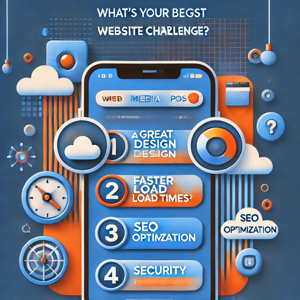 webdeveloperng's tweet photo. What’s your biggest website challenge? 🤔
1️⃣ A great design
2️⃣ Faster load times
3️⃣ SEO optimization
4️⃣ Security
Let’s hear it in the comments! 👇
#WebDev #Poll #WebsiteChallenges #mayor_devv https://t.co/RBAsDDvCtg