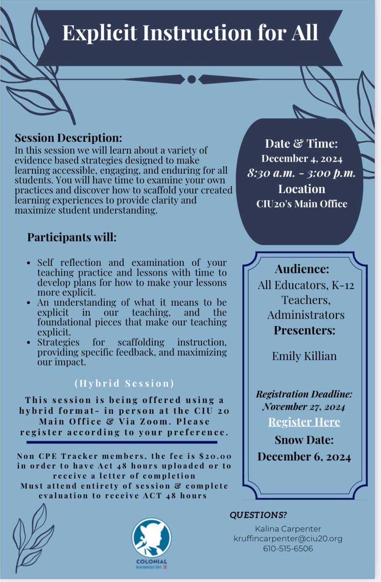 Come learn more about instruction that benefits ALL children! Join us on December 4th to see how this evidence based instruction engages students!