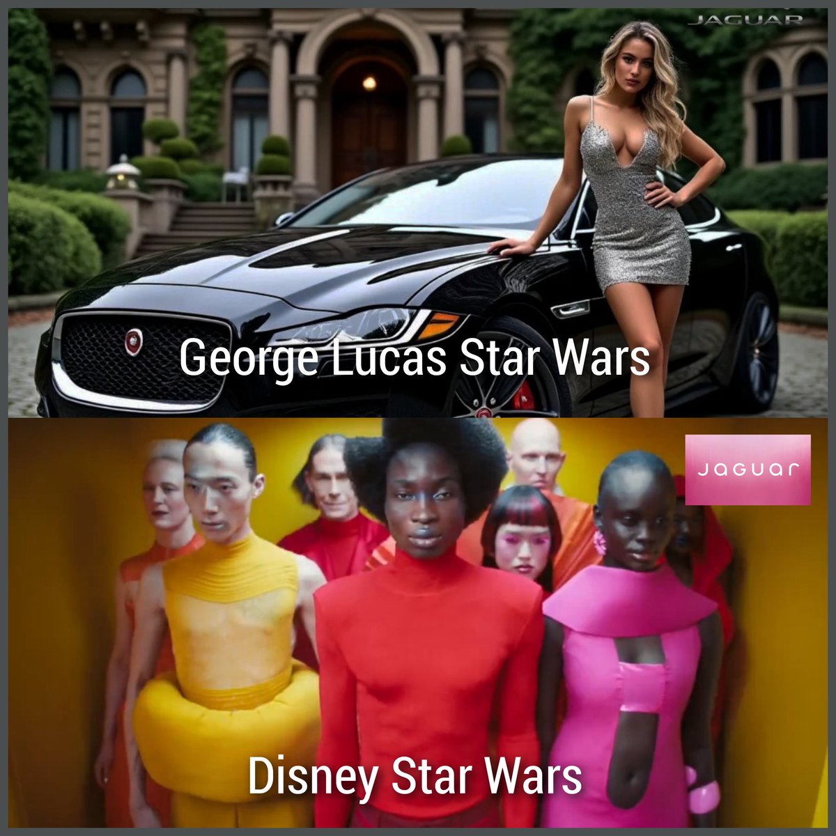 LucasSWGirl's tweet photo. Jaguar has gone full Disney Star Wars ... 🤦🏼‍♀️ https://t.co/OMRHPuYSiU