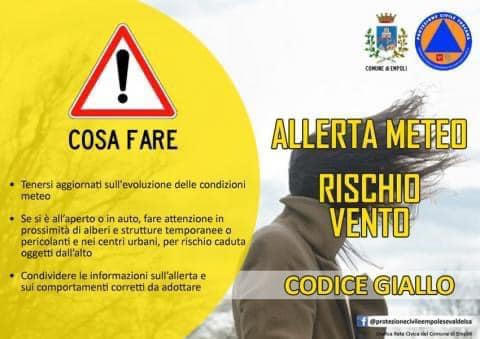 🟡 ALLERTA METEO
21 Novembre 2024
Comune di Empoli
Allerta Codice GIALLO per il rischio VENTO prevista in tutti i Comuni dell'Empolese Valdelsa dal pomeriggio alla sera di domani, giovedì 21 novembre.
👉 bit.ly/2u5okZJ
[Fonte allerta: CFR Toscana]