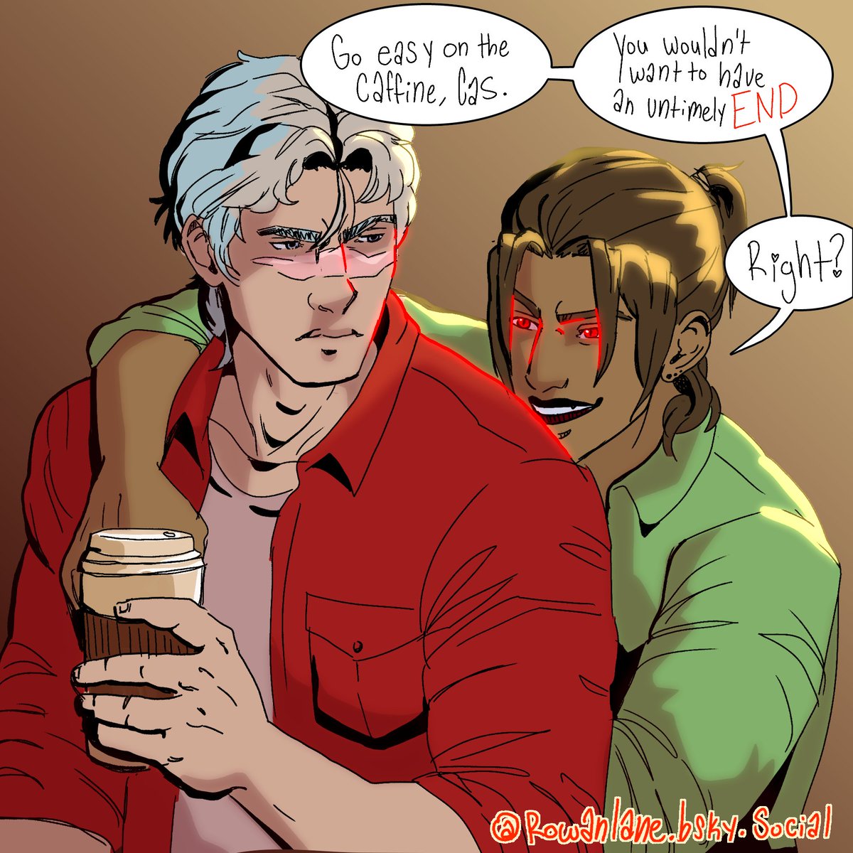 LaneStories's tweet photo. Friends don't let friends drink 10 coffees, Caspar. 

#originalcharacterart #novels

https://t.co/A3gN8YBLTT https://t.co/QlbBhVAMJE