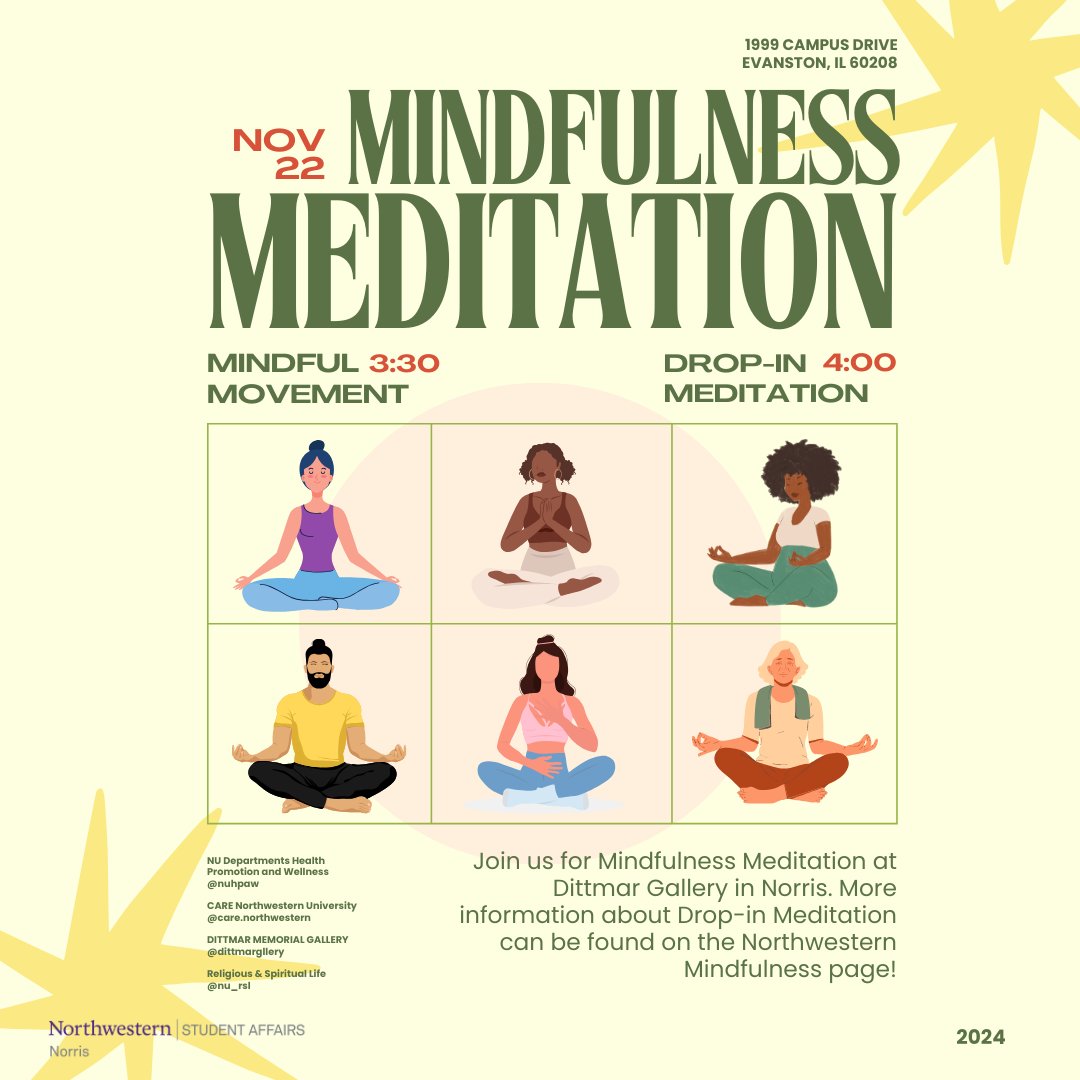nuHPaW's tweet photo. Join us for Mindfulness Meditation at Dittmar Gallery in Norris.
Mindful Movement will begin at 3:30pm and Drop-In Meditation will begin at 4:00pm. https://t.co/xcJe1DRakT