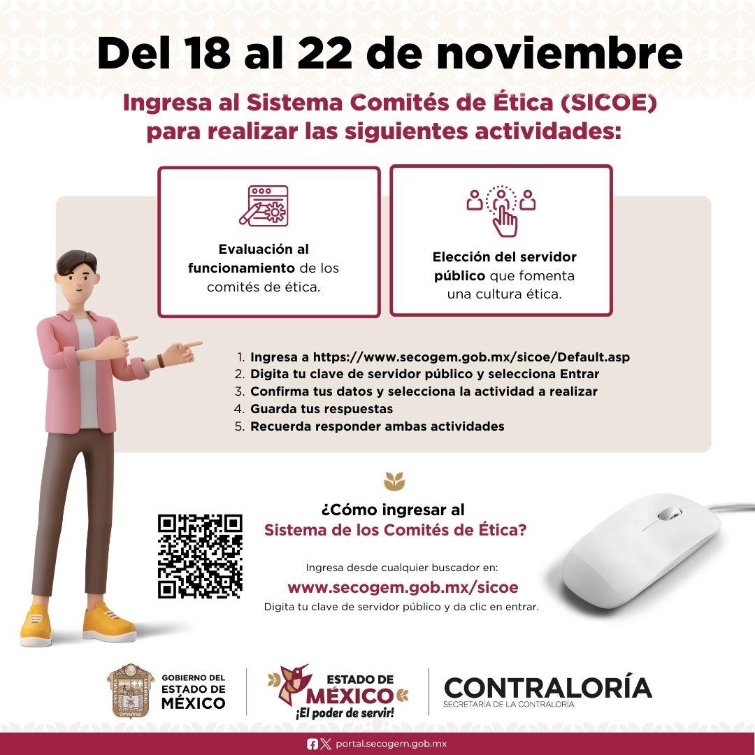 ContraloriaGEM's tweet photo. #MiércolesDeÉtica En la #ContraloríaEdoméx, al igual que en todo el @Edomex, evaluamos el funcionamiento de los #ComitésDeÉtica y elegimos a la persona servidora pública que fomenta la ética con su labor. 🏅 Participa a través del #SICOE
➡️ https://t.co/26JVALiksk https://t.co/KlAERNAsyE