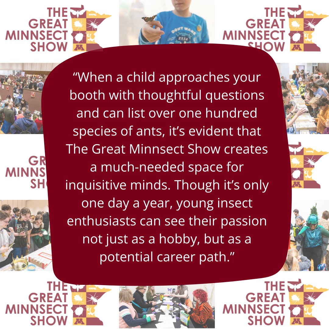 Join us tomorrow, Nov 21, for Give to the Max Day &amp; support The Great Minnsect Show! Every donation makes a big difference in the growth &amp; development of this event. Early donations are accepted! Learn about how your gift will make an impact &amp; donate today z.umn.edu/entoGTM24