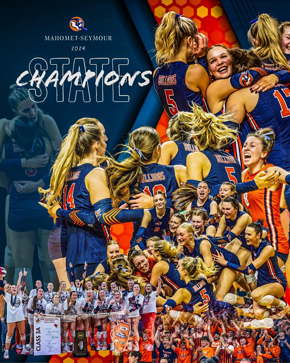 🏐 STATE CHAMPS! 🏆
Mahomet (M.-Seymour) claims the IHSA 3A Volleyball Championship with a victory over Bartonville (Limestone)!

🎉 Final Score:
Set 1: 22-25
Set 2: 25-22
Set 3: 25-18

👏 Key Players:
🌟 Ellie Barker – 15 kills, 15.5 points
🌟 Ava Yeakel – 13 kills, clutch plays
