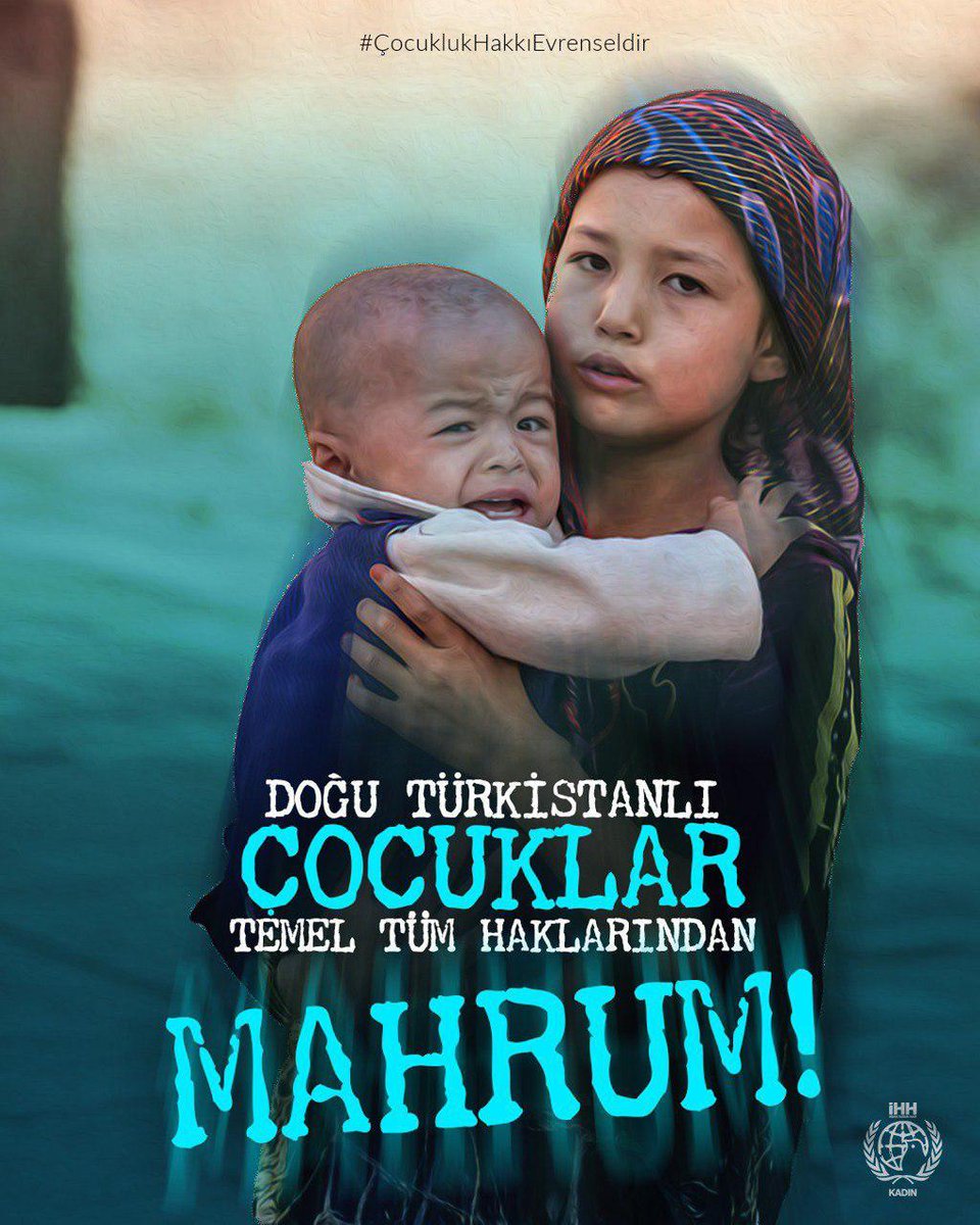 #ÇocuklukHakkıEvrenseldir
DOĞU TÜRKİSTANLI ÇOCUKLAR TEMEL TÜM HAKLARINDAN MAHRUM❗❗❗
Kendisine bile bir zararı olmayan çocukları katletmek, canına kıymak ve tüm temel haklarından mahrum bırakmak kesinlikle kabul edilemez bir caniliktir❗❗