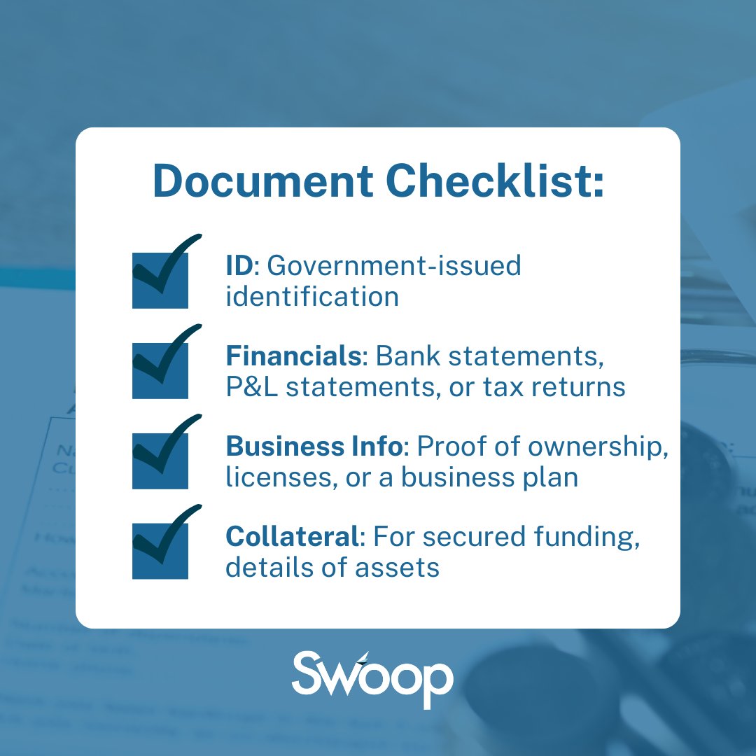 Need funding fast? It doesn't have to be a paperwork nightmare! We've prepared a checklist of common documents that may be requested to simplify the process! ☑️

Check out our Business Owner's Guide to Funding Applications 👉bit.ly/3AYTa9q 

#Swoop #fintech #checklist