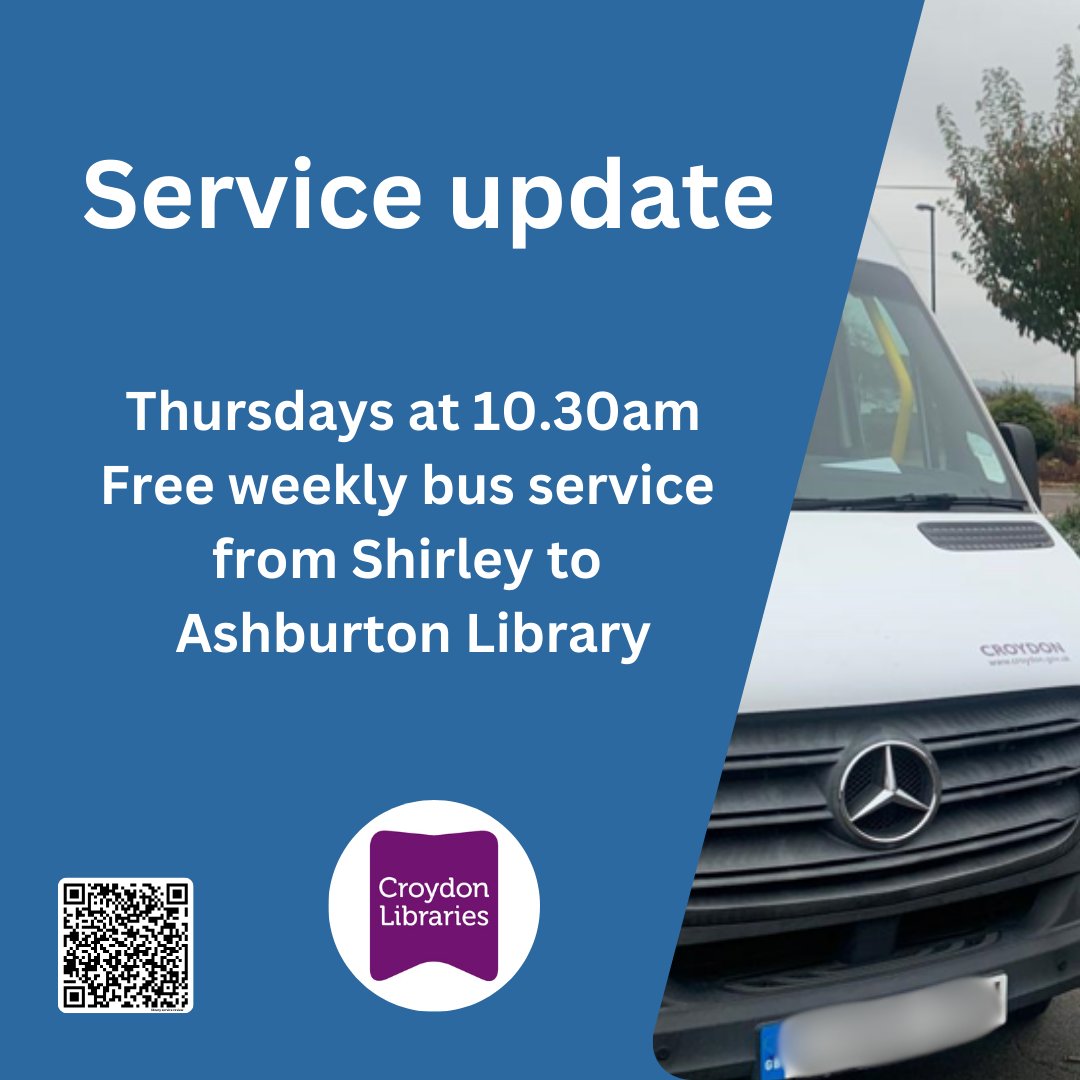 Croydon Libraries (@croydonlibs) on Twitter photo Free scheduled weekly bus service on Thursdays to link local people in the #Shirley area to #AshburtonLibrary. To find out more visit bit.ly/CroyLibsReview
<a href="/yourcroydon/">Your Croydon</a> Free scheduled weekly bus service on Thursdays to link local people in the #Shirley area to #AshburtonLibrary. To find out more visit bit.ly/CroyLibsReview
<a href="/yourcroydon/">Your Croydon</a>
