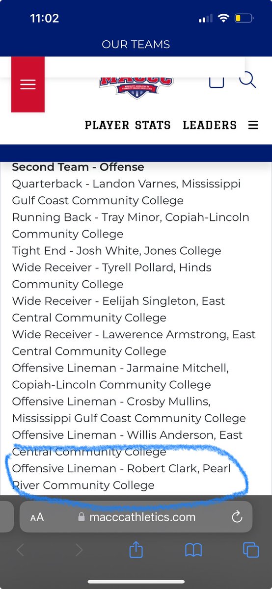 RobertC_068's tweet photo. Honored to be announced to the ALL-MACCC South Second Team!! #AGTG https://t.co/P1NaZHNf5W