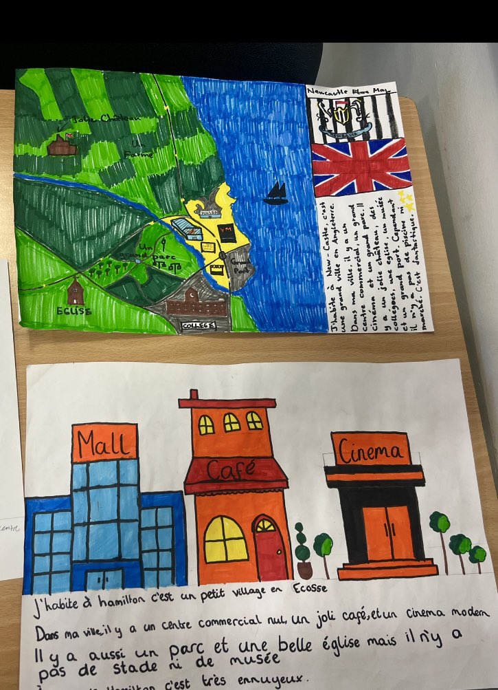 MrHardie22's tweet photo. S3 French have been busy creating end of unit posters on the topic ‘ma ville’. How fantastic do they look?! 😍 A small class, with so much potential 🇫🇷🤗 https://t.co/MWcdF0MGjN