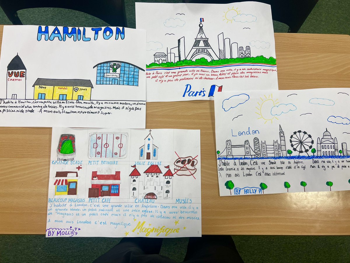 S3 French have been busy creating end of unit posters on the topic ‘ma ville’. How fantastic do they look?! 😍 A small class, with so much potential 🇫🇷🤗