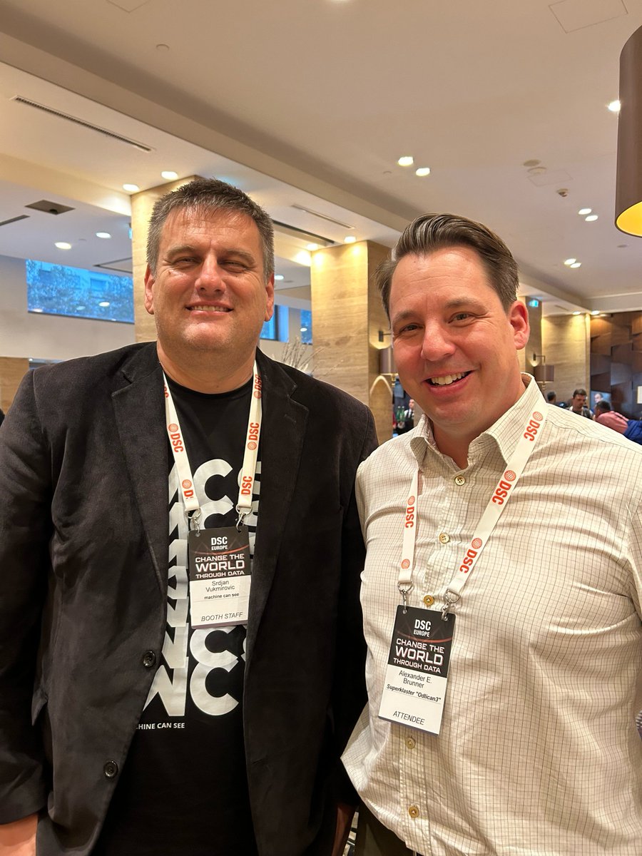 ethernal_tech's tweet photo. 🎉🌍 DSC Europe 24 is the leading conference held in Belgrade, focused on AI and Data Science. It brings together over 3000 most influential and knowledgeable experts and professionals for a five-day event filled with 💬 discussions, 🤝 networking, and 🌟 business opportunities. Over 100 AI and Data topics were addressed by 500 greatest minds in the field.

👥 @SrdjanVukmirovi (CEO of @ethernal_tech) and @Swiss_Tech_Alex (CEO of Tech Ecosystem Advisory)

📌 DSC:X is a stage dedicated to decision-makers. Talks and panels are centered on building Data and AI teams, Data-Driven culture in organizations, developing Data and AI products, and Data in Cloud. 👇

🎤 'Building Trust in AI: Alstom’s Journey Towards Safe, Reliable Mobility Solutions'

👨‍💻 Nenad Mijatovic, Director of Data Science and AI at @Alstom

🧠 Data & AI Talks stage includes topics such as Generative AI, NLP, Computer Vision and Robotics, Data Engineering, and many more. 👇

🎤 'How to train a large diffusion model'
👨‍💻 Eugene Lyapustin, Senior ML Engineer at @yandexcom

💡 PANELISTs stage 👇

🎙️ 'Building Sustainable, Efficient, and Highly Intelligent AI Factories in Europe'

Panelists: 
👨‍💻 @AndrewvdHaar (Managing Director at Fiber Carrier Association) 
👨‍💻 Thomas Schmidt (CSO and Co-Founder of AMBER)
👨‍💻 Gauvain Girault (CTO at Eviden)

🔗👉 https://t.co/1OckmPqg14