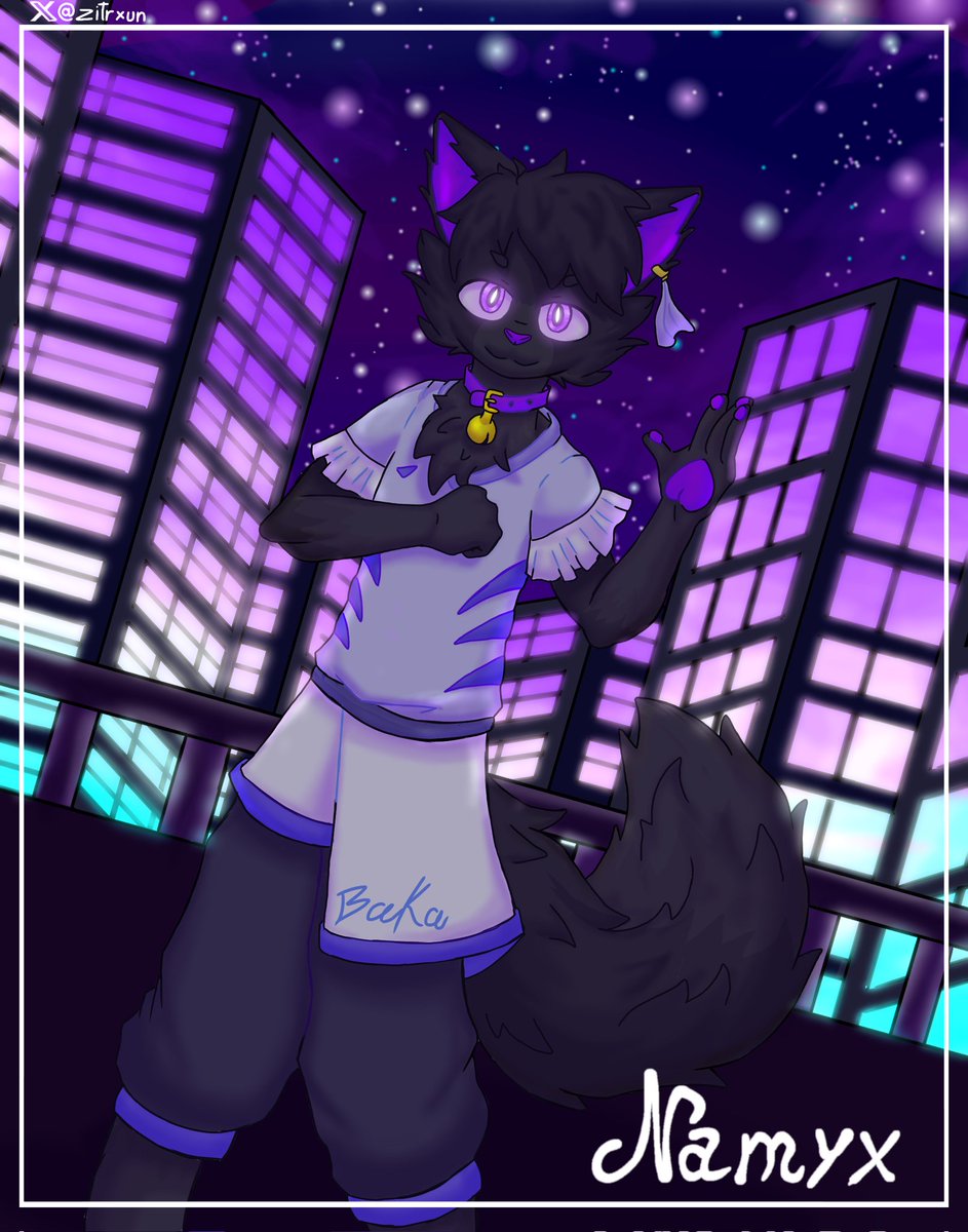 Para no dejar la cuenta bien muerta como mis ganas de dibujar en tradicional.
Pues aquí un "fanart" al gato <a href="/nameless_249/">Namyx (Comms open)</a> .