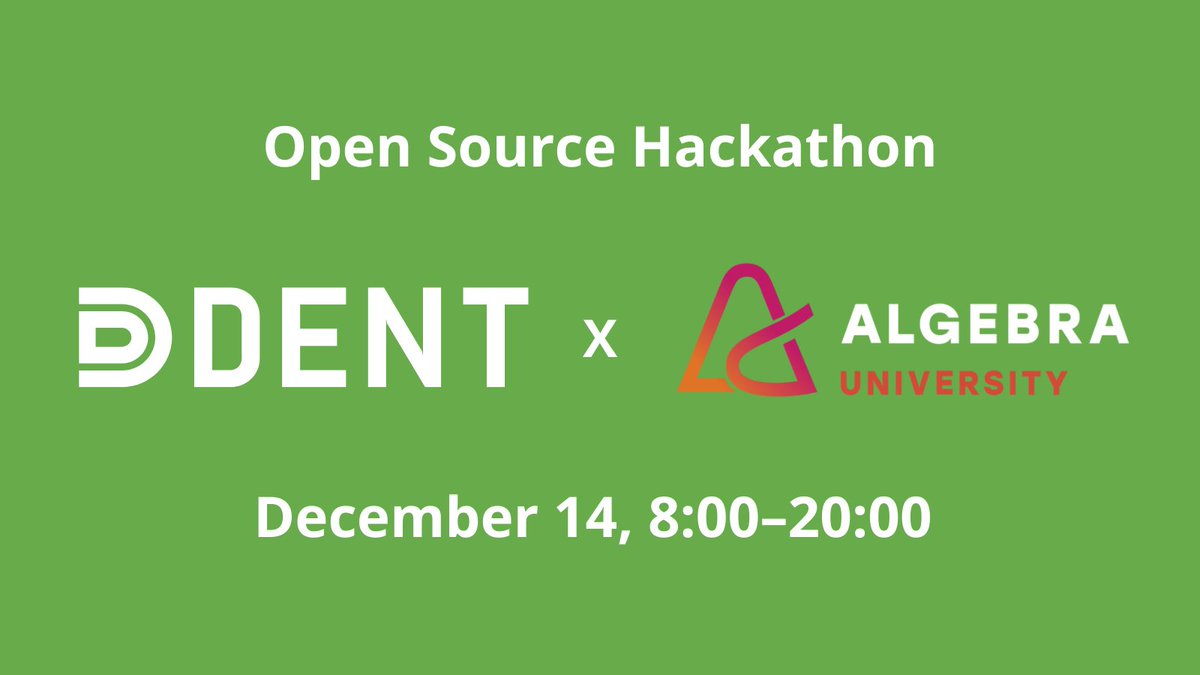 DENTNOS's tweet image. Explore network configuration and management at #dent and @algebra_uni&apos;s #opensource #hackathon.

📅 Dec 14, 2024
📍 Algebra Spark Event Space, Zagreb
🏆 Prizes: 2,000 EUR &amp;amp; 1,000 EUR

Limited to 30 participants. Learn more &amp;amp; register today: hubs.ly/Q02YY6gx0