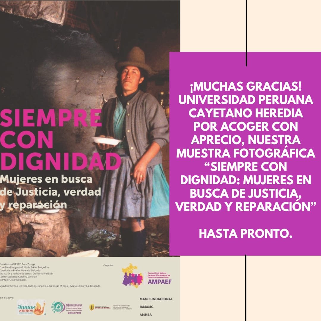 ampaef's tweet photo. AMPAEF AGRADECE A LA UNIVERSIDAD PERUANA CAYETANO HEREDIA https://t.co/5iEKNqu7bi @UNMSM_ @congresoperu @MinjusDH_Peru @MimpPeru @RPPNoticias @larepublica_pe @Latina_pe @atvpe @noticiAmerica @noticias_tvperu @FiscaliaPeru 
@CMPFloraTristan @ManuelaRamos @DemusPeru
@AWID_es https://t.co/2x4UOaHDYR
