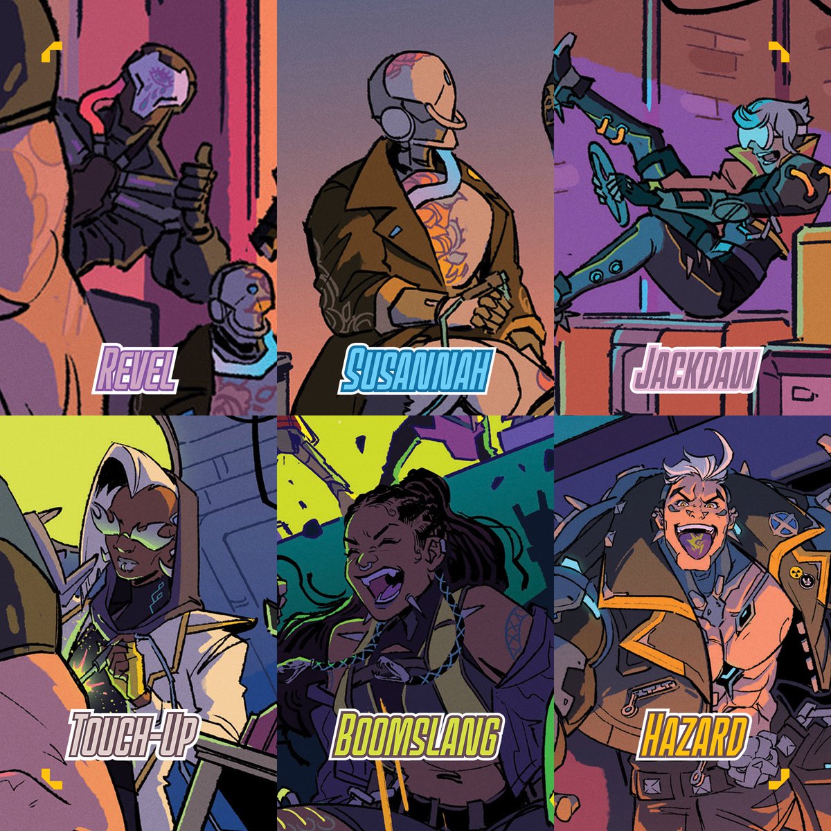 Meet the Phreaks in #Overwatch2 🤘

This faction of anarchists includes Revel, Susannah, Jackdaw, Touch-Up, Boomslang, and Hazard!