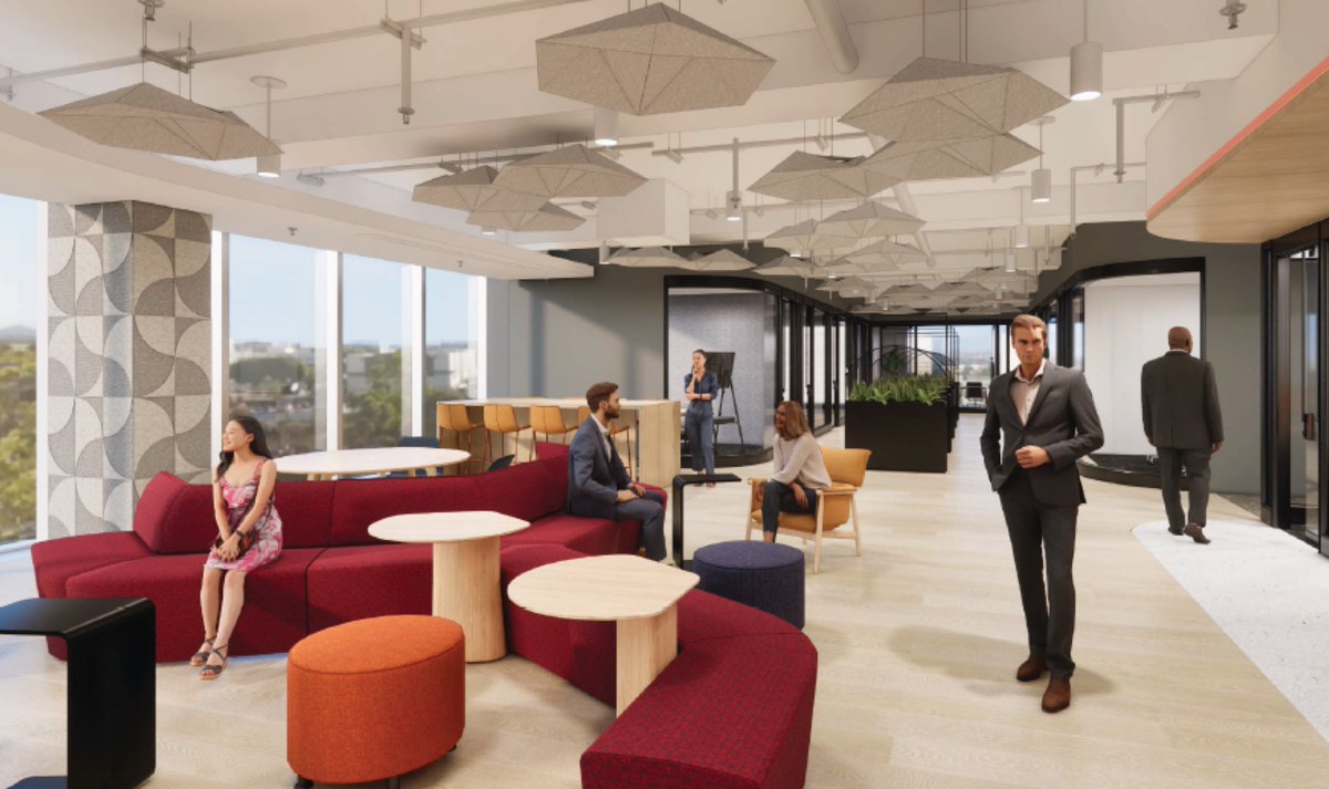 pentacongroup's tweet image. Rendering to reality: As the first phase of a multi-phased #restack program aligned with a new hybrid work model, this long-standing #BigFour accounting client chose to renovate the top two floors of the tower, creating an immersive #workplace hub that is highly adaptable.