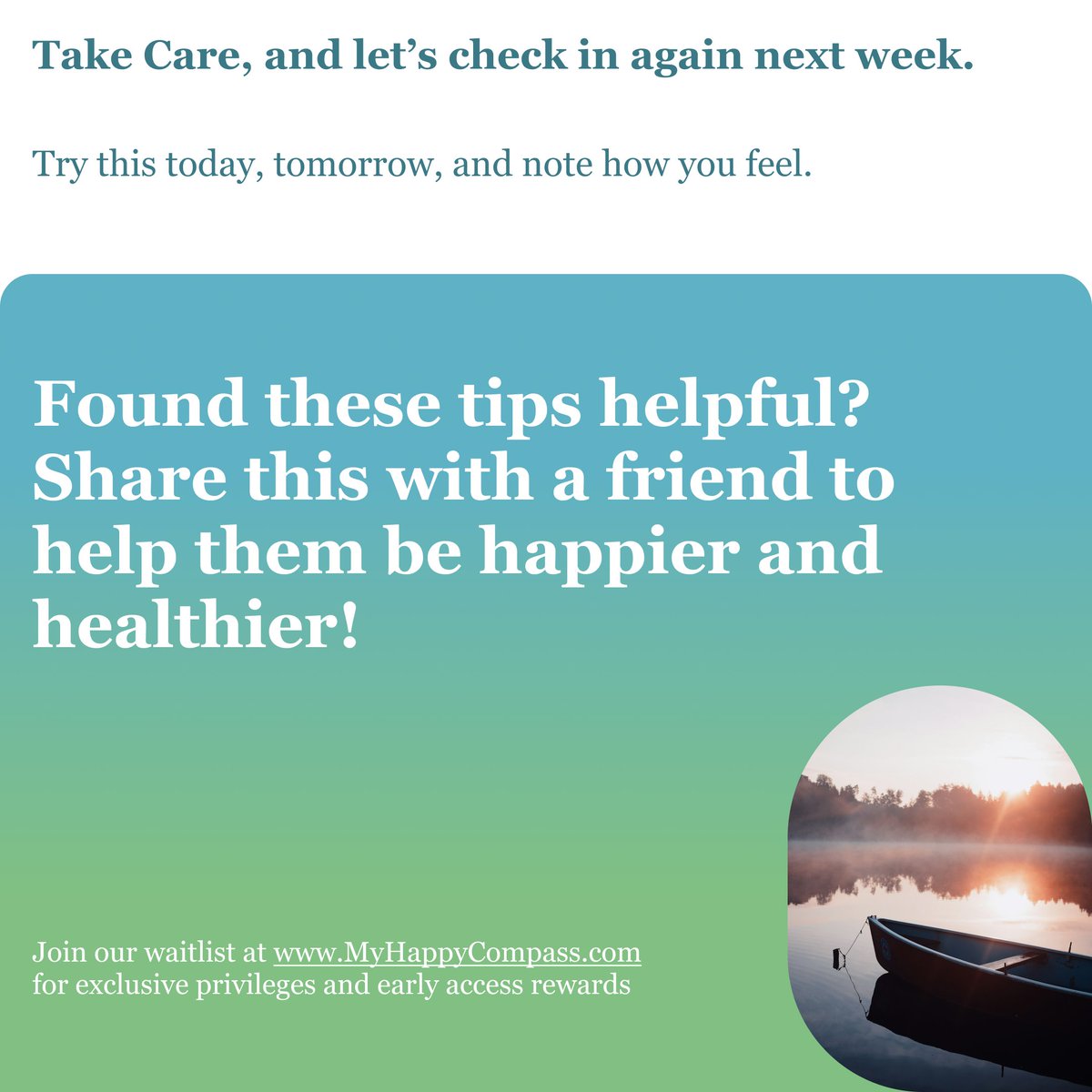myhappycompass's tweet photo. This week, let’s discuss reversing the physical-mental health cycle. Let’s create a Virtuous Cycle.

This week, try adding a small step. Spend some time in nature, or you can try a creative outlet such as writing, singing, or drawing. 🎵

Help your friends be happier by sharing! https://t.co/r9oOhkKlSt