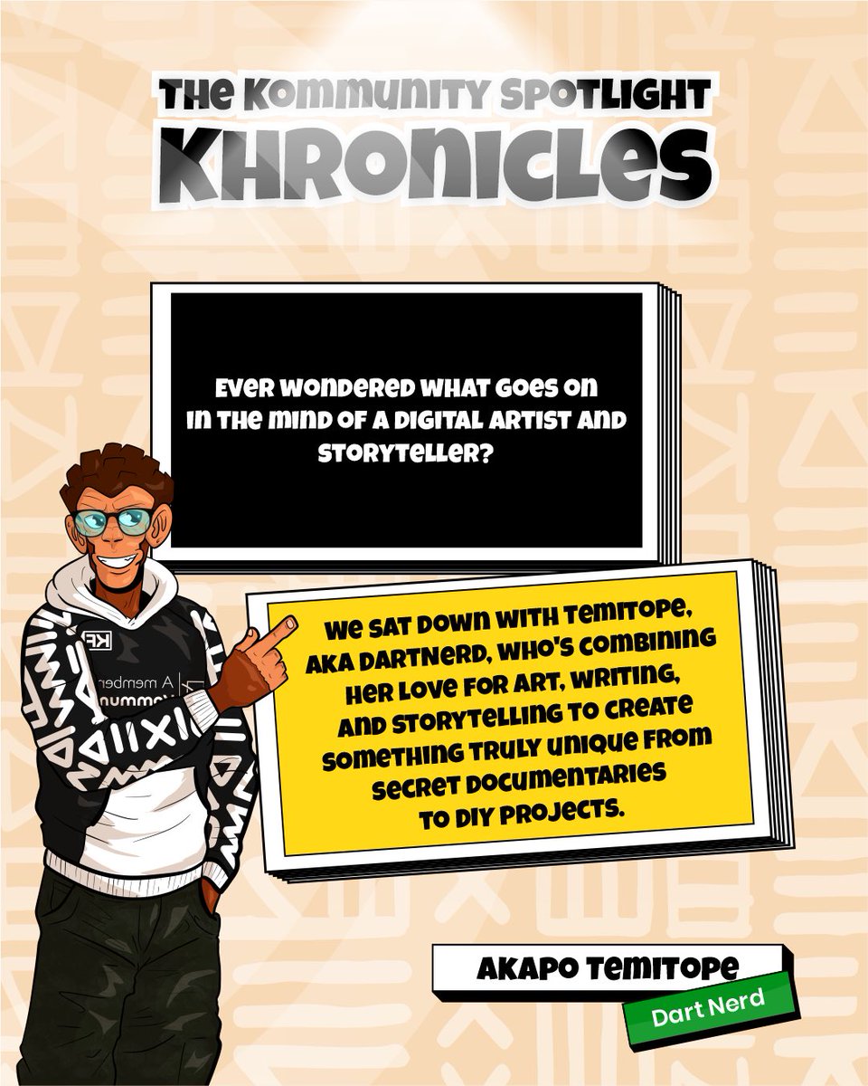 Kommunityflex's tweet photo. @DartNerd_ shares her journey as a storyteller and digital artist—discover what inspires her creativity.
#kommunityflex #thatstheflex #kommunitykhronicles https://t.co/VkVUiPUcJm