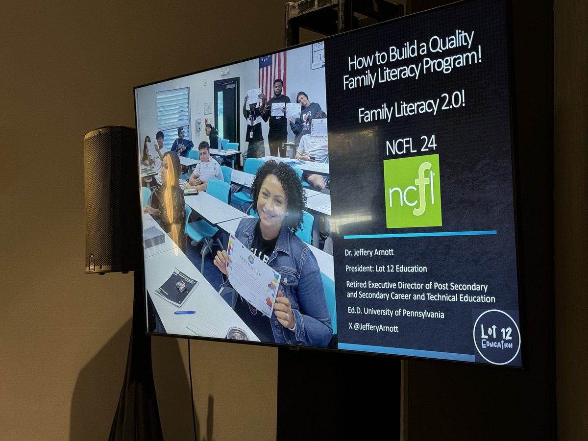 JefferyArnott's tweet photo. I had a great time promoting family literacy at the @NCFL Conference in Louisville, KY! It’s always a good day when you talk to a packed house about linking CTE to family learning programs! Welcome to #FamLit2.0 #Lot12 @Lot12Education https://t.co/6syPL3khPH