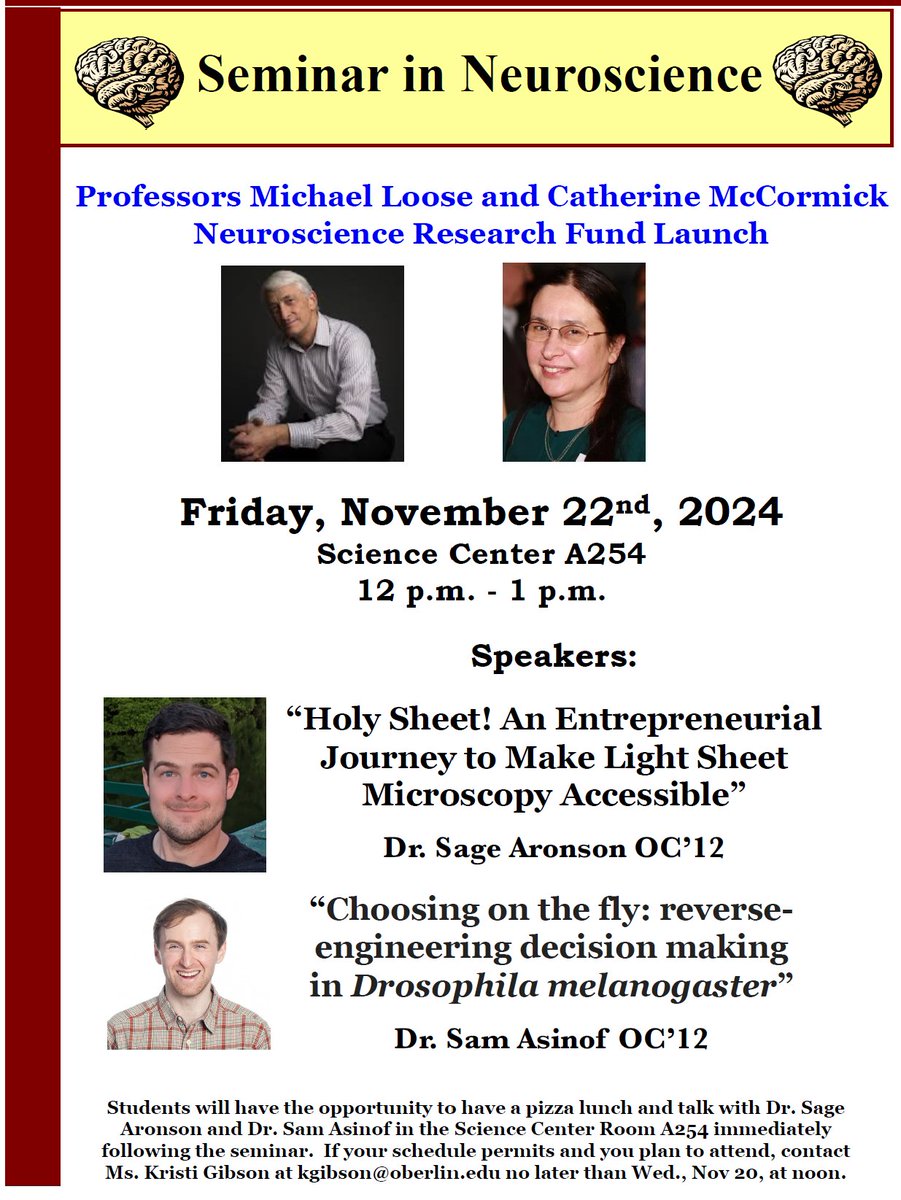 Super excited to kick off the Neuro Research Fund at Oberlin with one of my best buds in honor of my two role models: Mike Loose and Cathy McCormick. 

We have some exciting plans in the works to push the limits of undergraduate education