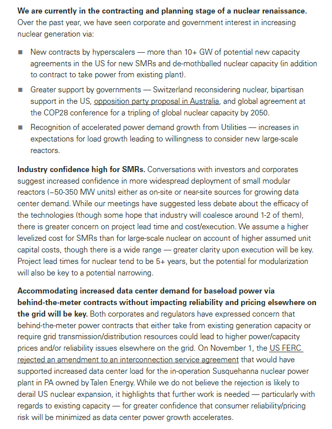 quakes99's tweet photo. 📗New Goldman Sachs #AI/DATA CENTERS’ GLOBAL POWER SURGE report sees power demand growing 165% thru 2030 while "We are in the early stages of a #Nuclear Renaissance in US and globally"🌅⚛️⚡️🔌💻🤖🌎 with Key challenge being "Confidence in enriched #Uranium supply"⚛️⛏️😨 "As momentum builds for nuclear capacity expansion, we expect greater focus on geographical exposure to Uranium — not just production but conversion and enrichment as well"🤠🐂 #RideTheNuclearWave 🌊🏄