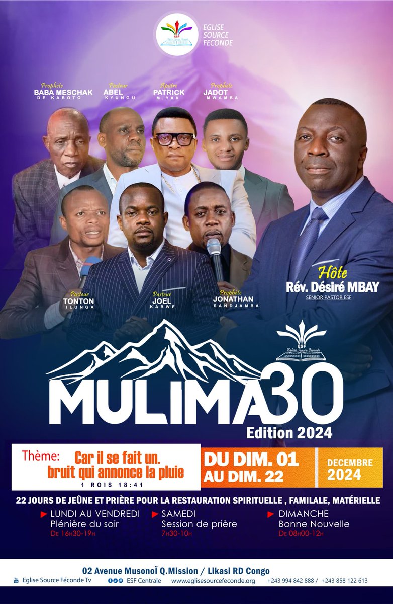 Source_Feconde's tweet photo. 🚨💥 *#ESF_MULIMA3O Ed. 2024:*📜 *Du 1er au 22 Décembre 2024*📆 🙇🏾‍♂️ *Le Saint-Esprit sera au rendez-vous et la puissance de Dieu agira.*💪 *Prenons rendez-vous ! Que Dieu vous bénisse.* 🙌 https://t.co/5HRNgLyRw5