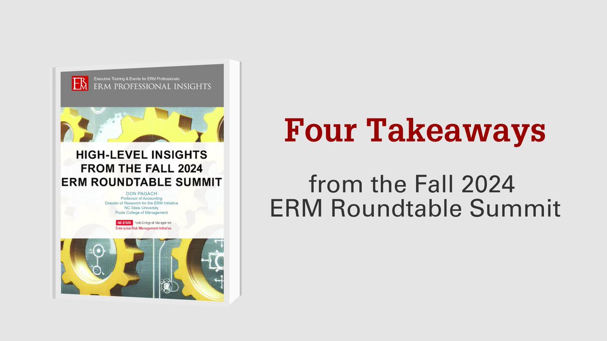 4 Takeaways from the ERM Roundtable Summit:
1️⃣ Foster a culture where all employees own risks.
2️⃣ Advance planning reduces vulnerabilities.
3️⃣ Clear, repeatable processes build collaboration.
4️⃣ Reflect on lessons to fine-tune ERM.
Details: ow.ly/3rIB50Ub9hv
#ncstateerm