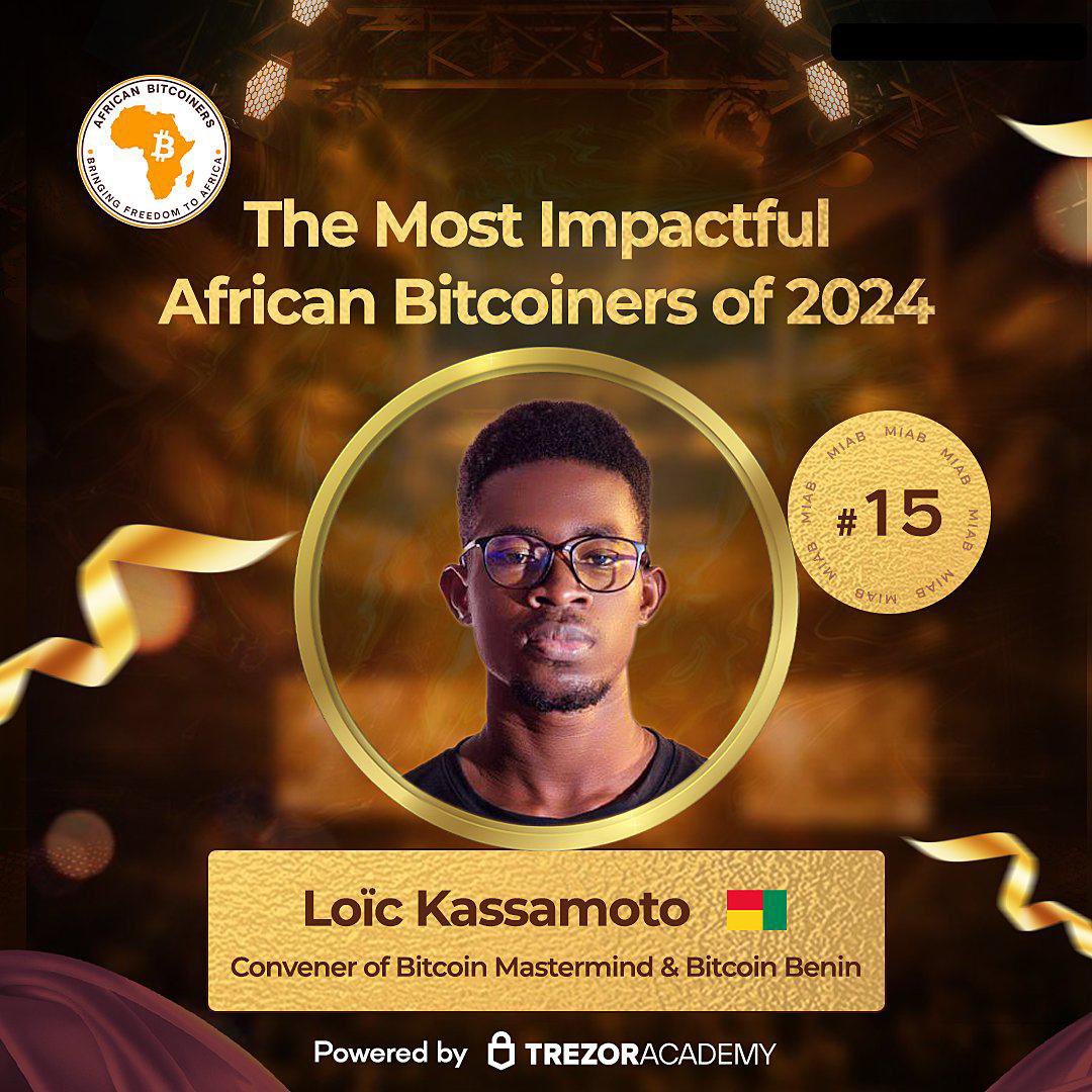 Loicbtc's tweet photo. I’m honored to be recognized one of the most impactful African Bitcoiner of 2024. 

I share this acknowledgment with everyone working to make #Bitcoin a tool for freedom and opportunity. 

Thank you 4 ur support and trust in this journey. Together, we are shaping a better future. https://t.co/dKH0H2W2C0