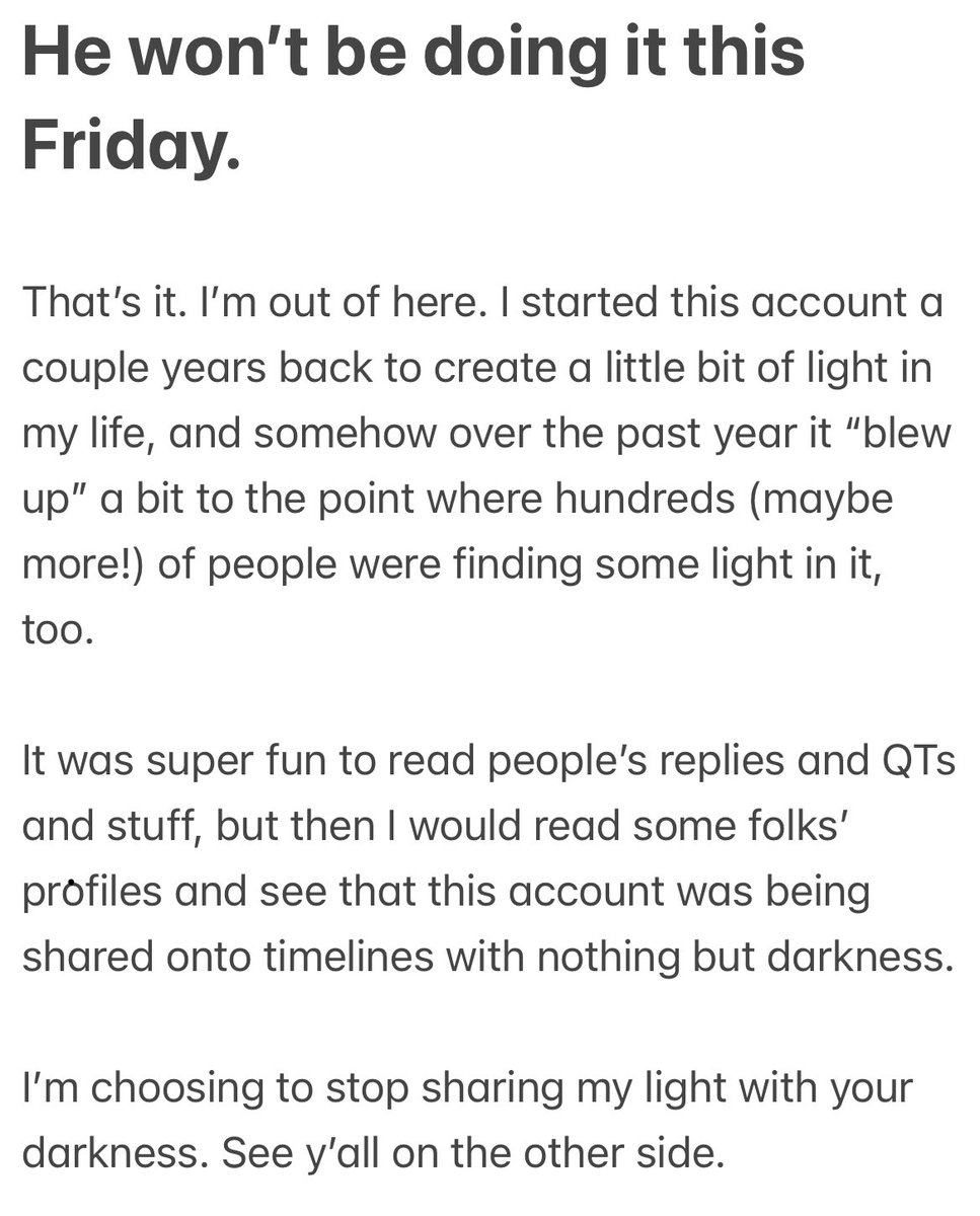 He does this every Friday. tweet media
