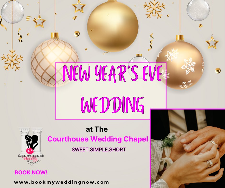 CourtWedding's tweet photo. Ringing in the New Year with a promise of forever. A midnight kiss, a lifetime of love at The Courthouse Wedding Chapel.💍✨🥂 BOOK NOW! https://t.co/IBBy0A7eOE
#NewYearsEveWedding #CheersToLove #CWC https://t.co/uga4opfJdS