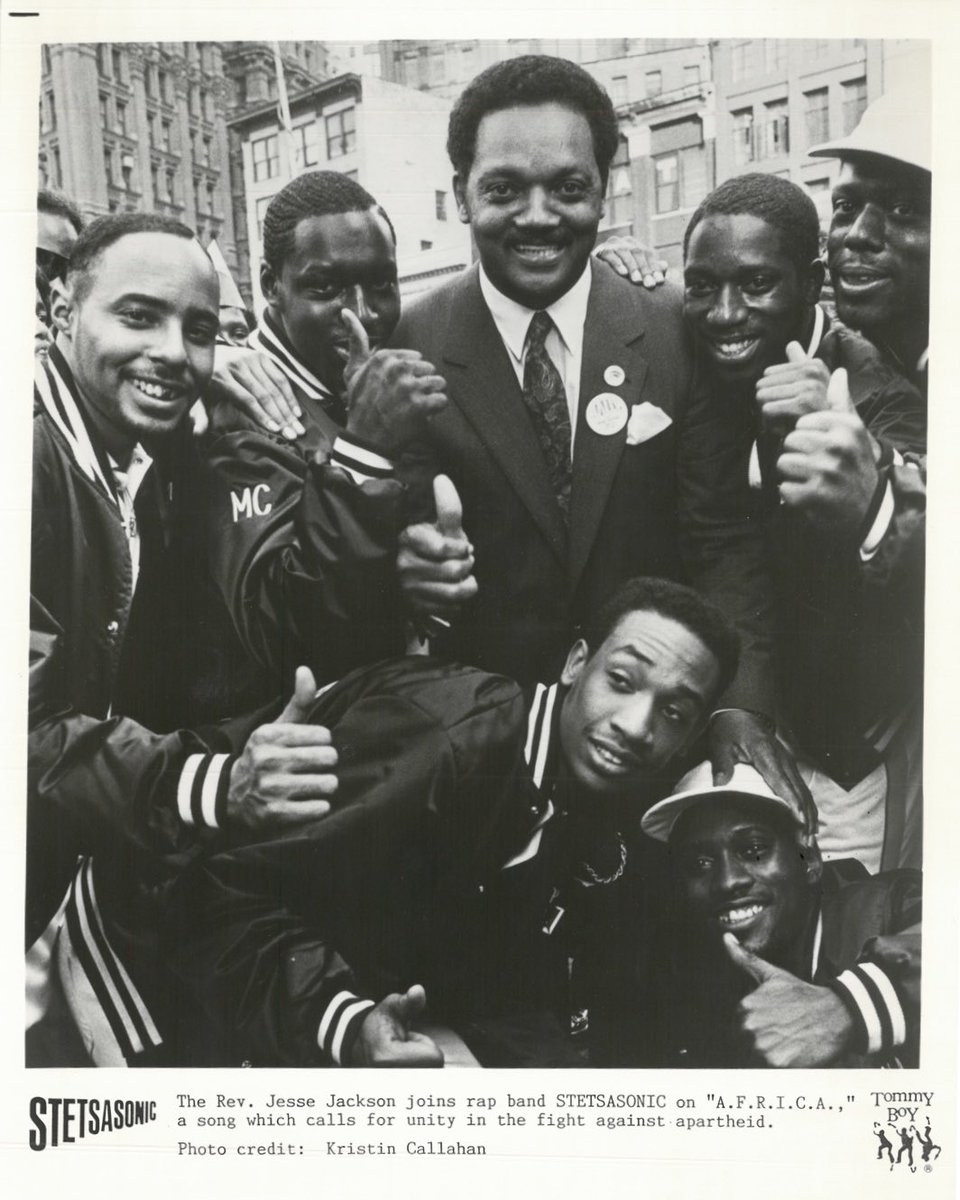 Stetsasonic was inspired to write the rap after viewing a special segment of ABC News’ “20/20” that covered Rev. Jackson’s trip to the Frontline States in 1986. 

📸: Tommy Boy Archives
