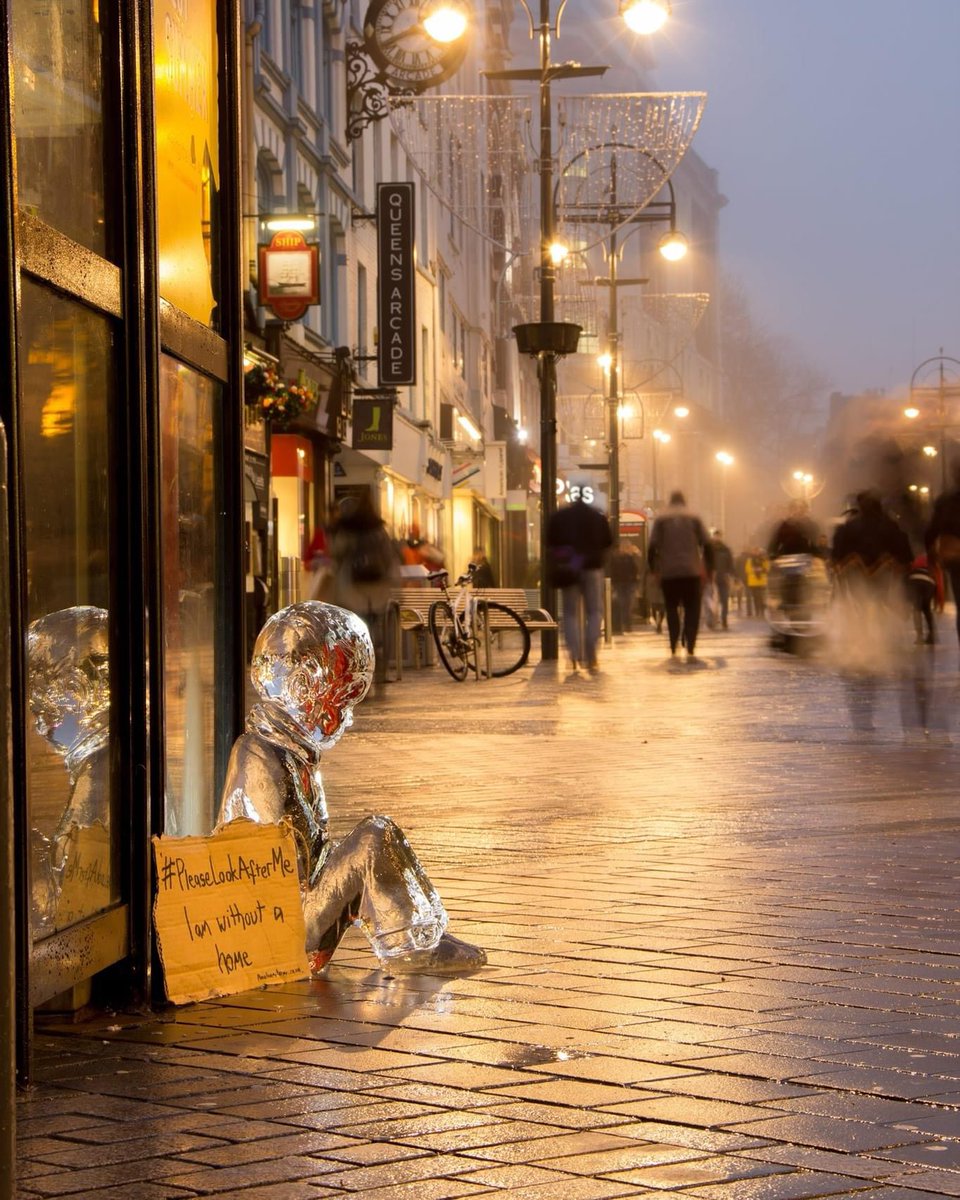 "Please look after me. I am without a home".

This glass sculpture was spotted in Leeds, to raise awareness of 100,000+ children who will be spending Christmas without a proper home this year - either sofa surfing or in temporary accommodation.