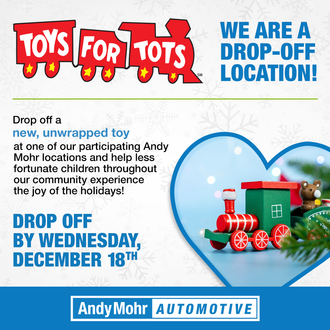 🧸 It's that time of year already! Once again our dealerships are official Toys for Tots Indianapolis toy drop locations! See them all here: ow.ly/J8jg50U87Mu and bring in a new, unwrapped toy to help make the holidays special for kids in Central Indiana! 🚂