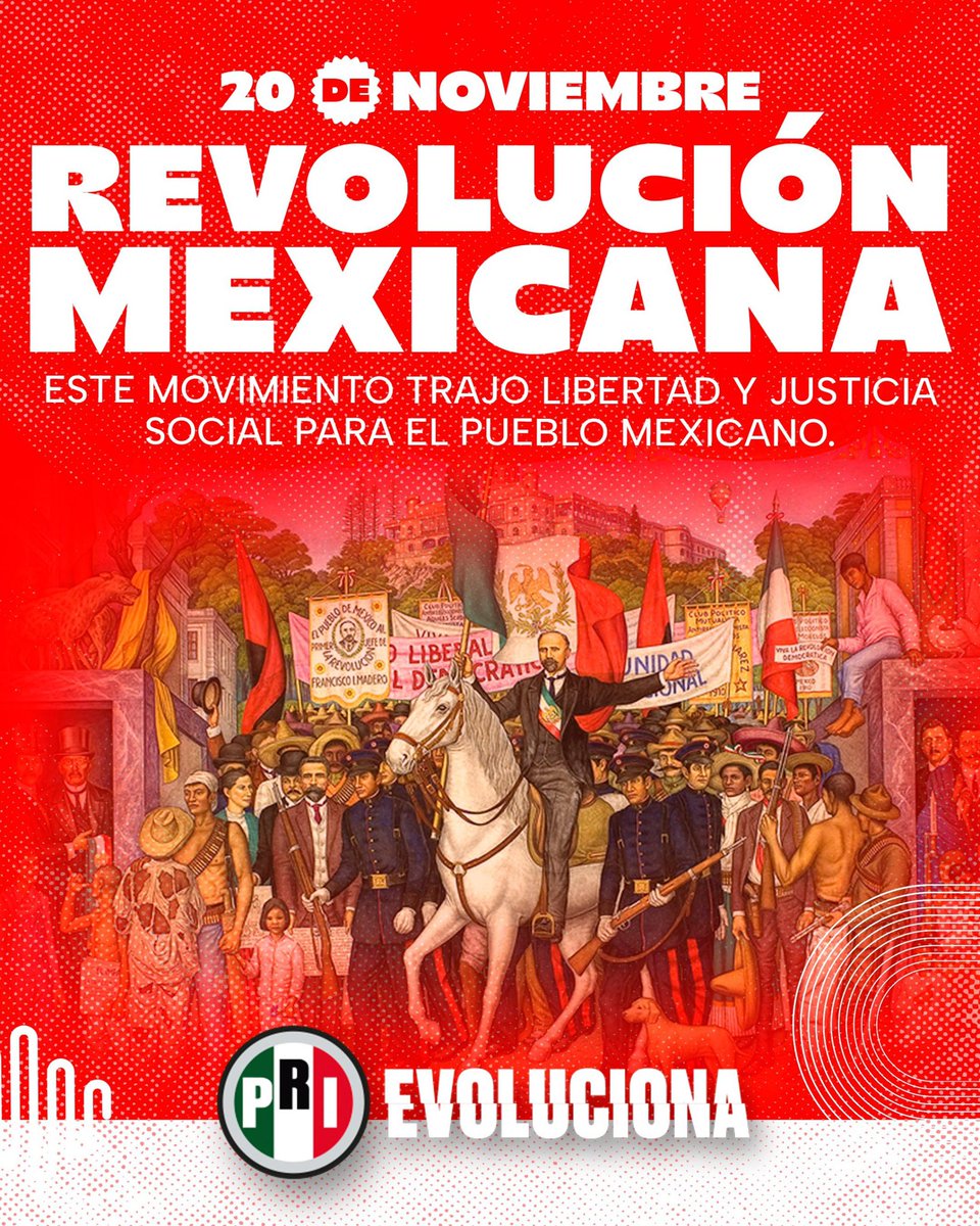 Hace 114 años, un movimiento transformó la historia de México. 🇲🇽

El 20 de noviembre de 1910 marcó el inicio de la Revolución Mexicana, una lucha que trajo justicia social, libertad y el anhelo de un mejor futuro para el pueblo.

Hoy, recordamos a quienes levantaron la voz por