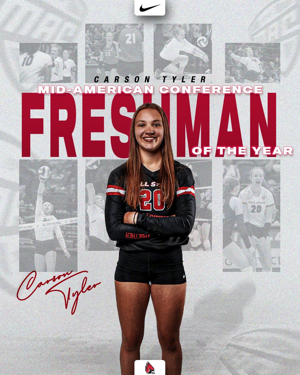 BallStateWVB's tweet photo. π #MACtion Freshman of the Year π
For just the 6th time in program history we have a @MACSports Freshman of the Year!!!
Congrats to #CarsonTyler who led all MAC freshmen with a 3β£.3β£5β£ kills per set in league play
π°: https://t.co/yVUAGw49HS
#ChirpChirp x #WeFly https://t.co/S9v7nFjdmD