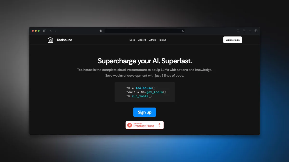 Toolhouse will go live on Product Hunt soon.
