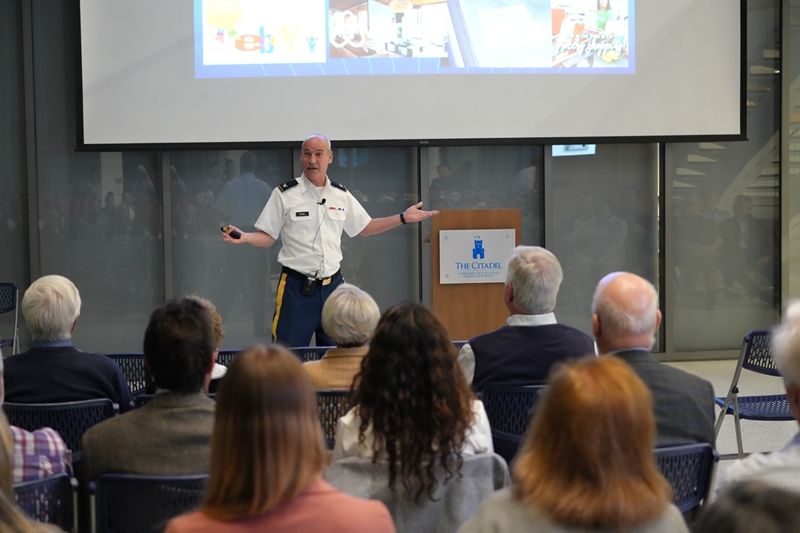 bsb_citadel's tweet photo. Dr. Russell Sobel spoke about his new book, "The Essential Joseph Schumpeter," last evening. The event was part of the BB&amp;T Moral Foundations of Capitalism Speaker Series and is co-sponsored by the American Institute for Economic Research’s (AIER) Bastiat Society of Charleston. https://t.co/jdx2mcqm9T