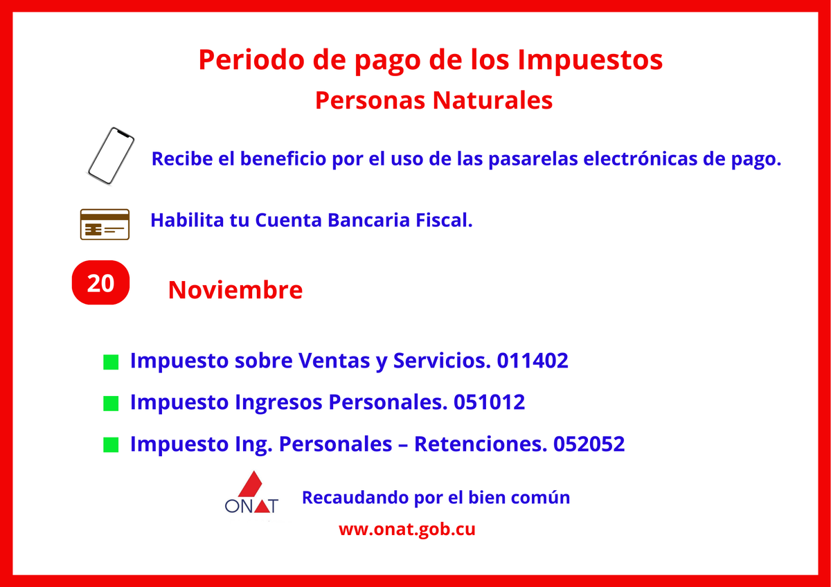 Cada aporte cuenta, tributa por todos y destaca tus principios. <a href="/finanzasprecios/">Ministerio de Finanzas y Precios Cuba</a> <a href="/Onat_Central/">Onat Oficina Central</a> <a href="/regueiro_ale/">Vladimir Regueiro Ale</a> <a href="/YenisleyOrtiz/">Yenisley Ortiz Mantecón</a> <a href="/MaryBlancaOrte1/">Mary Blanca Ortega</a>
<a href="/BelkPino/">Belkis Pino Hdez</a> <a href="/jcvilaseca/">Juan Carlos Vilaseca</a>