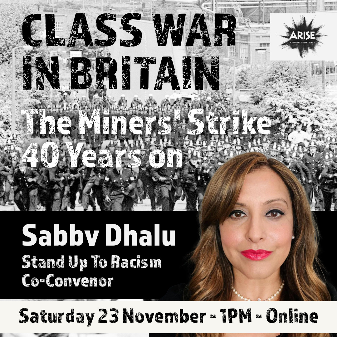 The Miners' Strike of 1984-85 was not only of huge industrial significance, but showed the power of solidarity between those fighting for a better future- join <a href="/AntiRacismDay/">Stand Up To Racism</a> Co-Convenor <a href="/SabbyDhalu/">Sabby Dhalu</a> for this online anniversary event on Saturday: bit.ly/minersstrike40